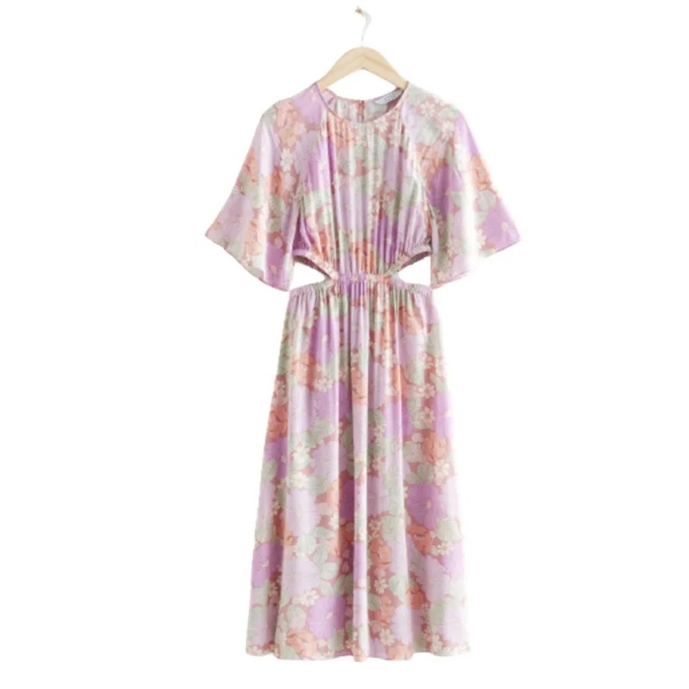 & Other Stories Cut Out Waist Midi Dress